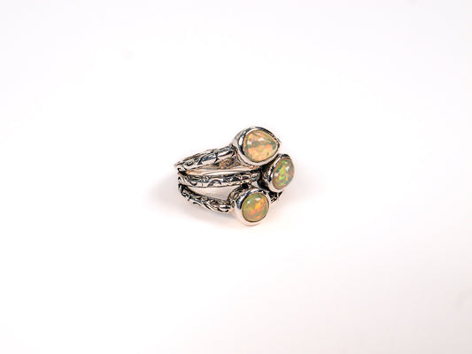 Inel din Argint 925 cu Opal Multicolor - Marime 7.5