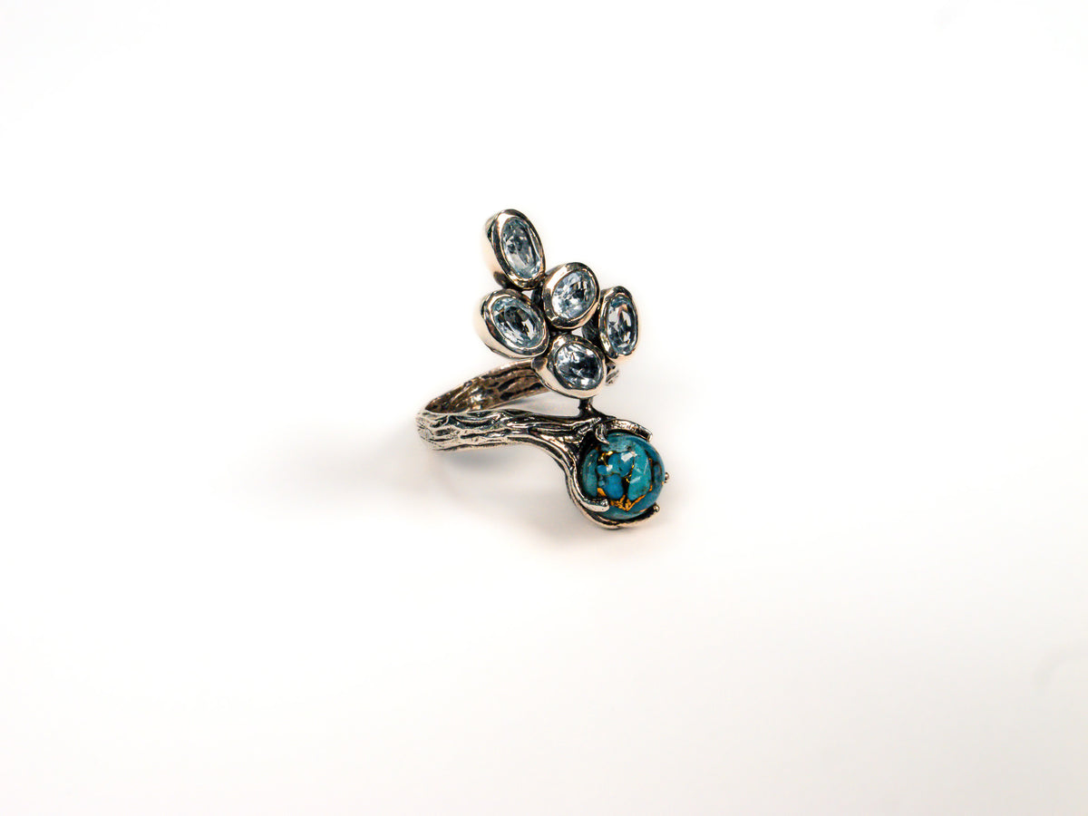 Inel din Argint 925 cu Topaz Albastru #3 - Marime 9