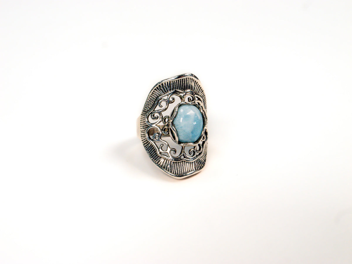 Inel din Argint 925 cu Larimar Albastru #2 - Marime 9