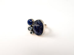 Inel din Argint 925 cu Lapis Lazuli si Topaz Albastru - Marime 7