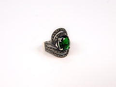 Inel din Argint 925 cu Marcasite Verde - Marime 8
