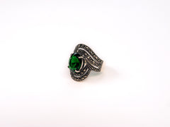 Inel din Argint 925 cu Marcasite Verde - Marime 8
