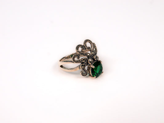 Inel din Argint 925 cu Marcasite Verde - Marime 9