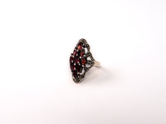 Inel din Argint 925 cu Marcasite Grena - Marime 6.5