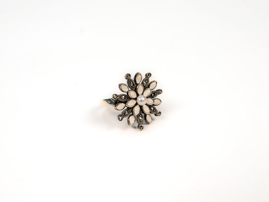 Inel din Argint 925 cu Sidef si Perla Alb - Marime 7