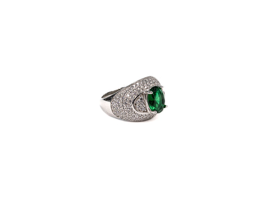 Inel din Argint 925 cu Zirconia Verde #2 - Marime 7.5