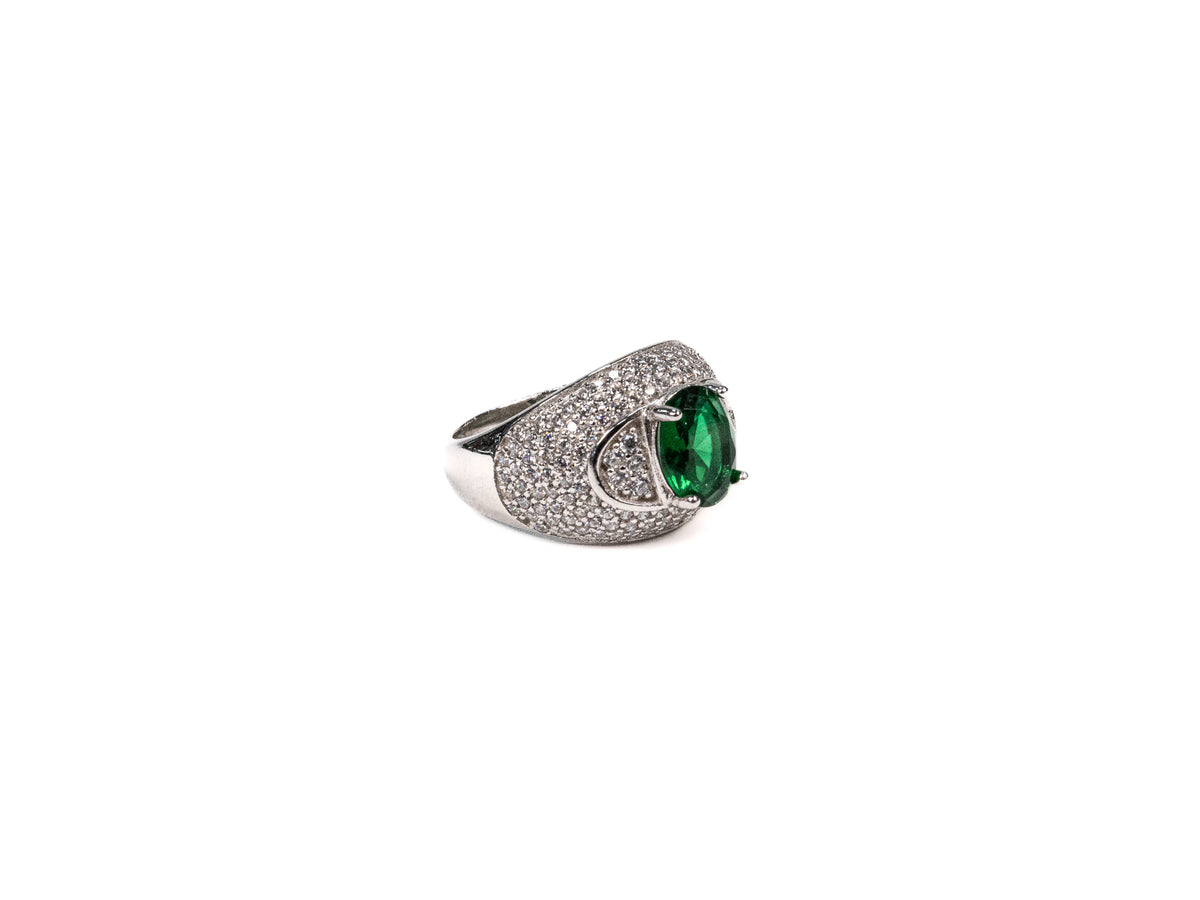 Inel din Argint 925 cu Zirconia Verde #2 - Marime 6.5 si 7,5