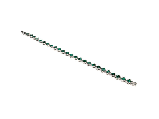 Bratara din Argint 925 - cu Malachit - Fixa - 180mm x 5mm - Verde