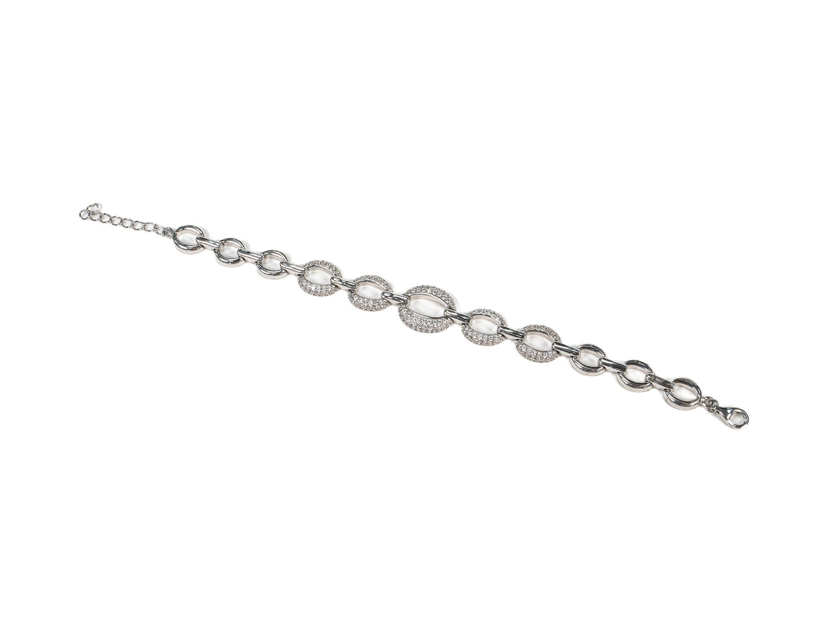 Bratara din Argint 925 - cu Zirconia - Reglabila - 180mm x 10mm - Incolor