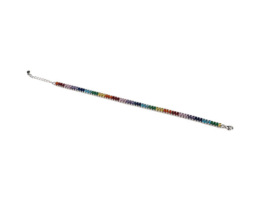 Bratara din Argint 925 - cu Zirconia - Reglabila - 210mm x 5mm - Multicolor