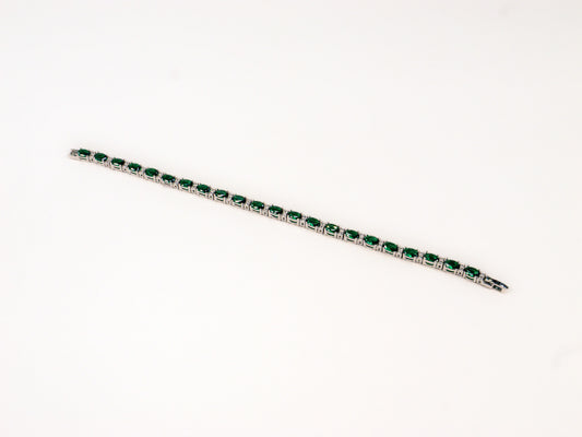 Bratara din Argint 925 - cu Smarald - Fixa - 190mm x 5mm - Verde