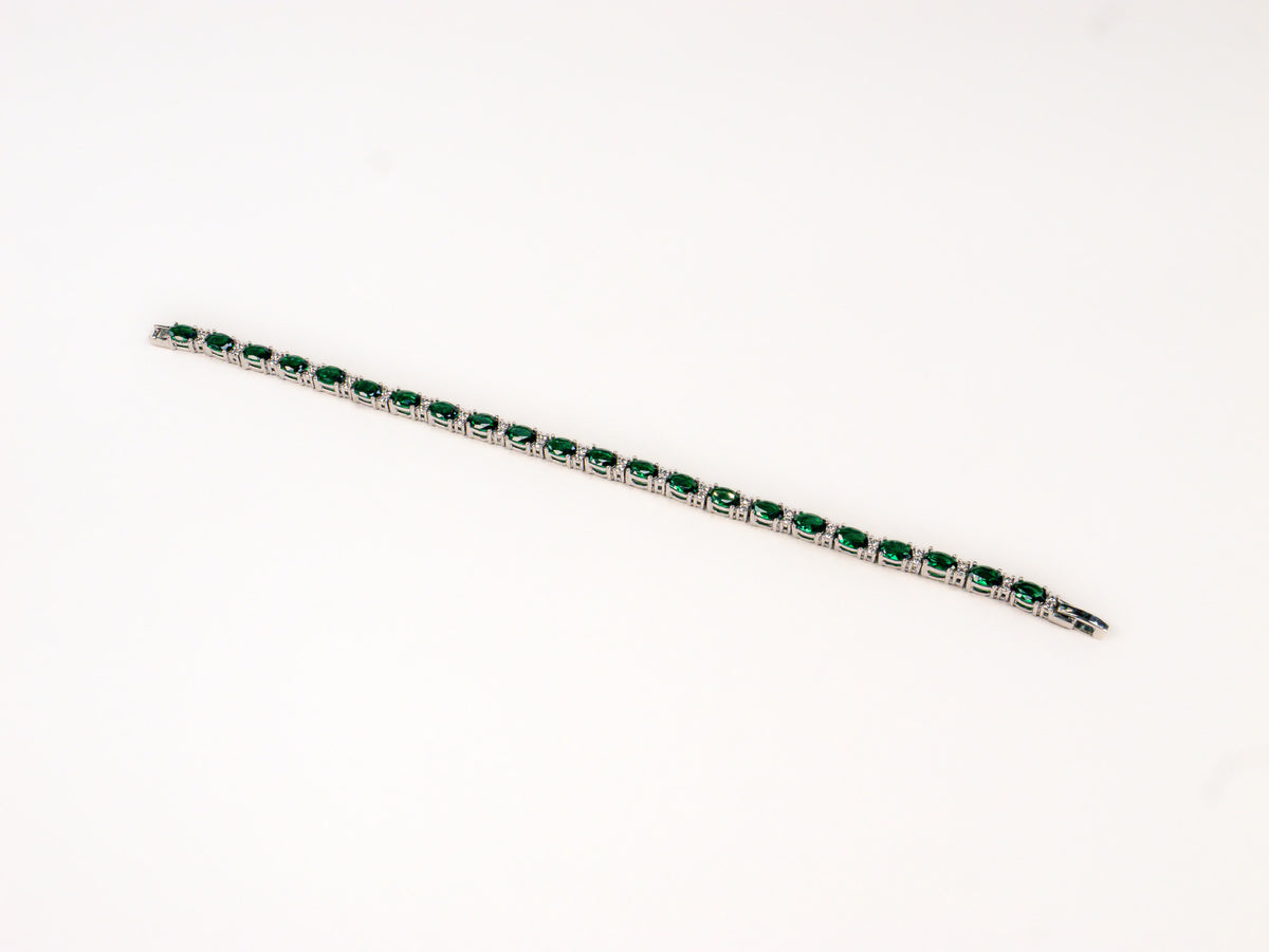 Bratara din Argint 925 - cu Smarald - Fixa - 190mm x 5mm - Verde