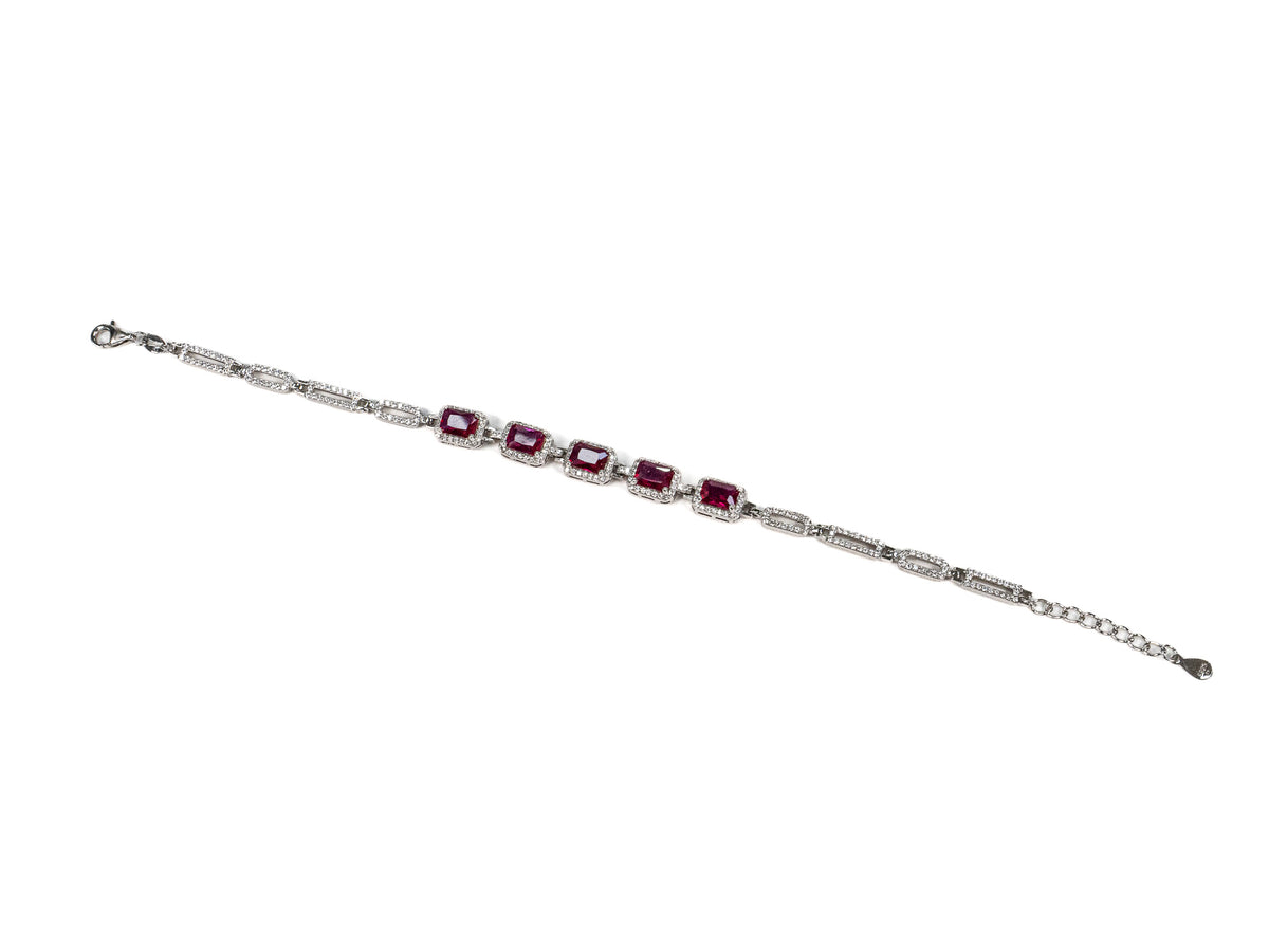 Bratara din Argint 925 - cu Rubin - Reglabila - 210mm x 10mm - Siclam
