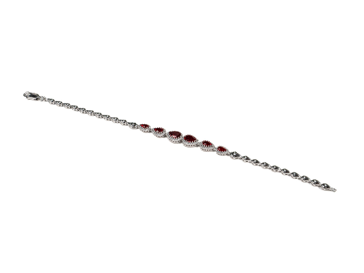 Bratara din Argint 925 - cu Zirconia - Fixa - 180mm x 10mm - Roșu