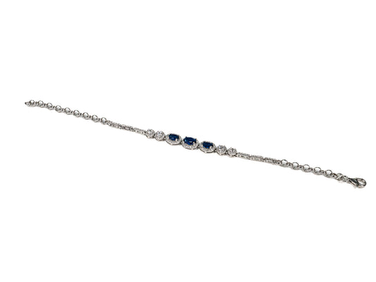 Bratara din Argint 925 - cu Safir - Fixa - 190mm x 10mm - Albastru