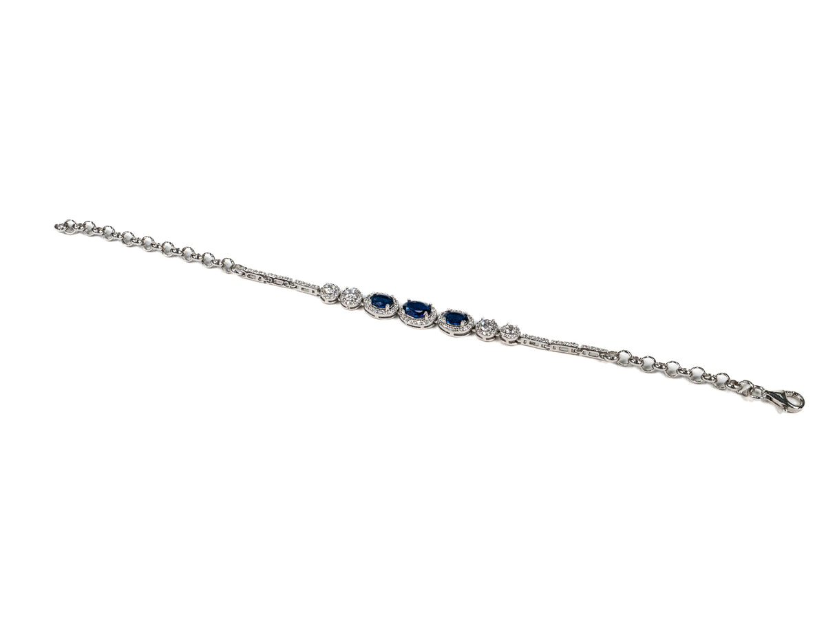 Bratara din Argint 925 - cu Safir - Fixa - 190mm x 10mm - Albastru