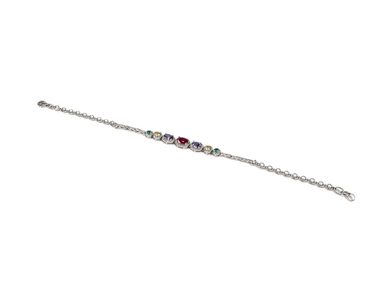 Bratara din Argint 925 - cu Rubin, Citrin - Reglabila - 200mm x 5mm - Multicolor