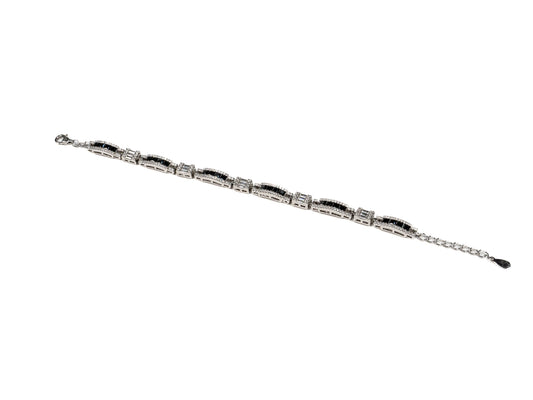 Bratara din Argint 925 - cu Zirconia - Reglabila - 190mm x 5mm - Negru