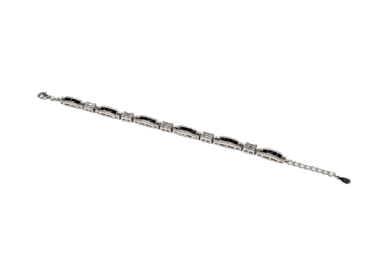 Bratara din Argint 925 - cu Zirconia - Reglabila - 190mm x 5mm - Negru