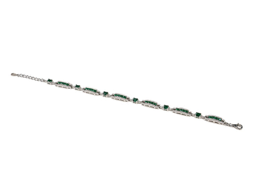 Bratara din Argint 925 - cu Smarald - Reglabila - 210mm x 5mm - Verde