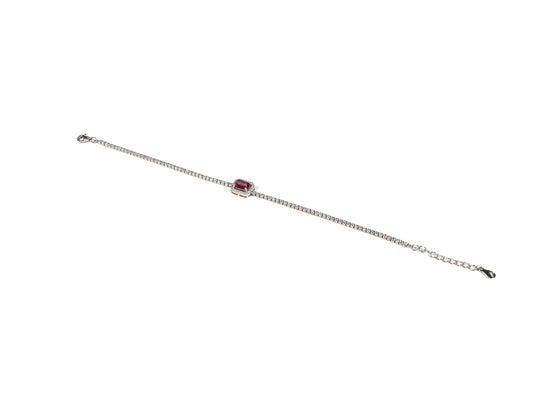 Bratara din Argint 925 - cu Zirconia - Reglabila - 210mm x 5mm - Roșu