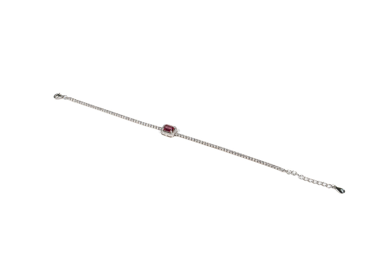 Bratara din Argint 925 - cu Zirconia - Reglabila - 210mm x 5mm - Roșu