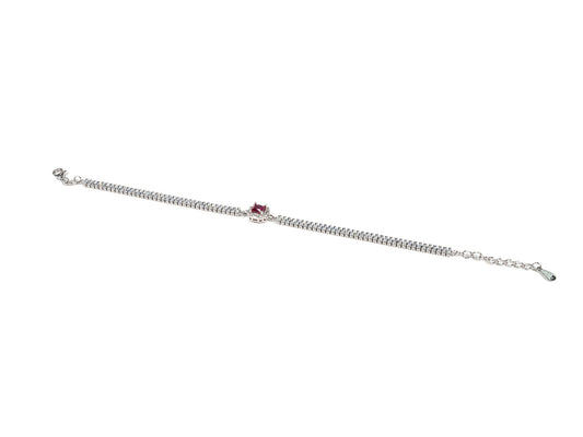 Bratara din Argint 925 - cu Zirconia - Reglabila - 200mm x 5mm - Rosu