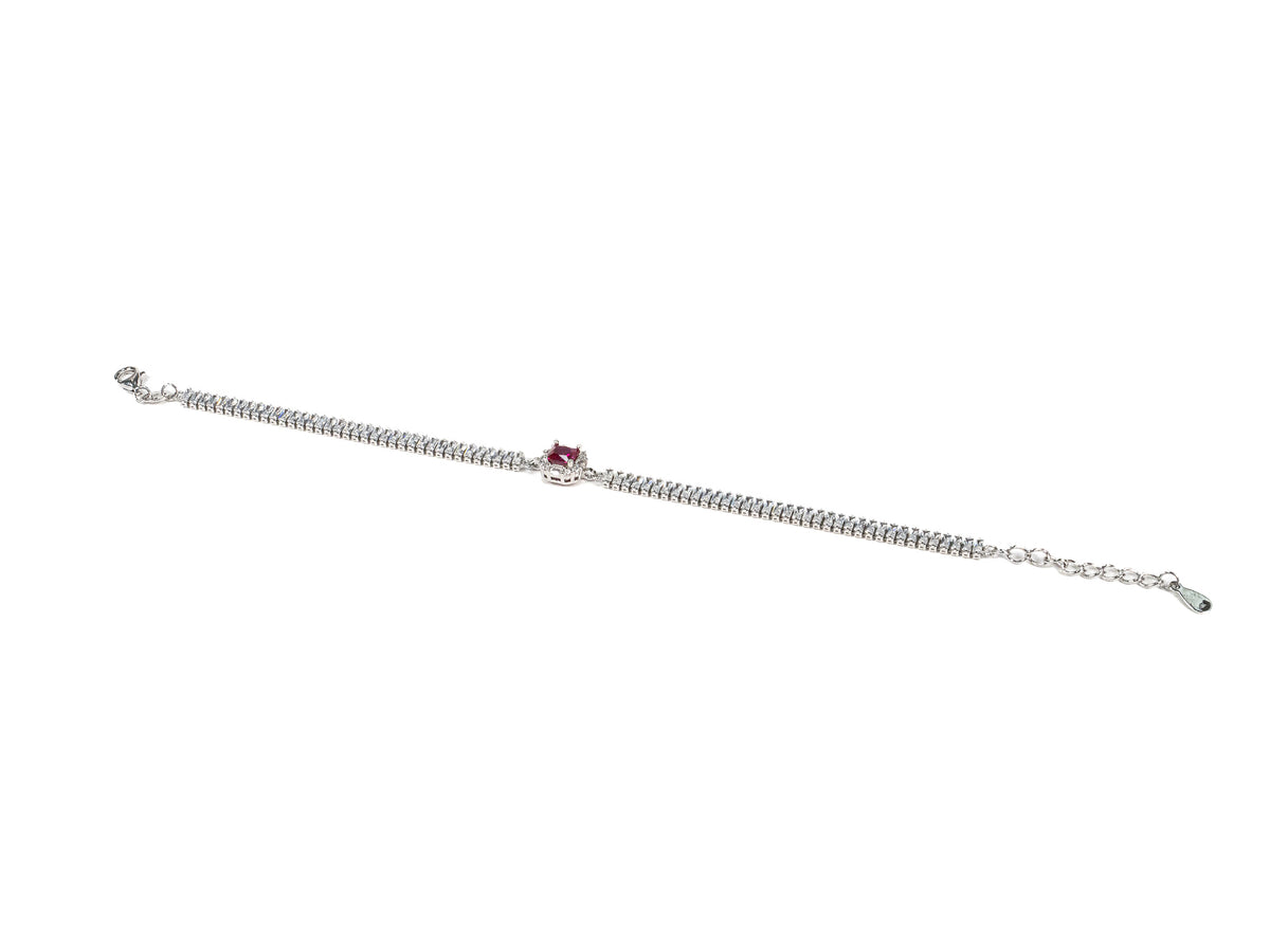 Bratara din Argint 925 - cu Zirconia - Reglabila - 200mm x 5mm - Rosu