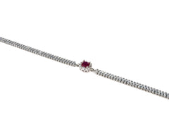 Bratara din Argint 925 - cu Zirconia - Reglabila - 200mm x 5mm - Rosu