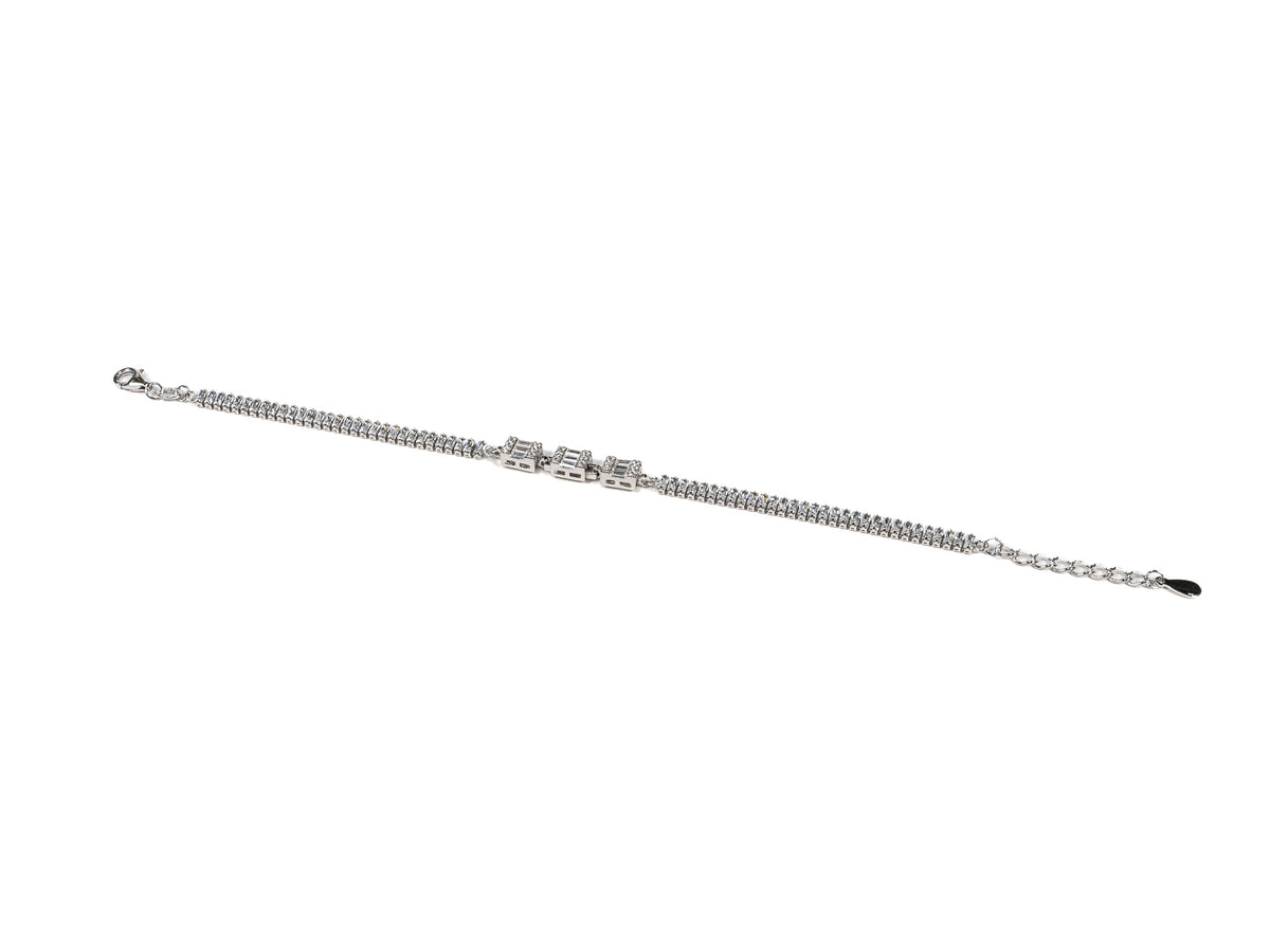 Bratara din Argint 925 - cu Zirconia - Reglabila - 200mm x 5mm - Incolor #7