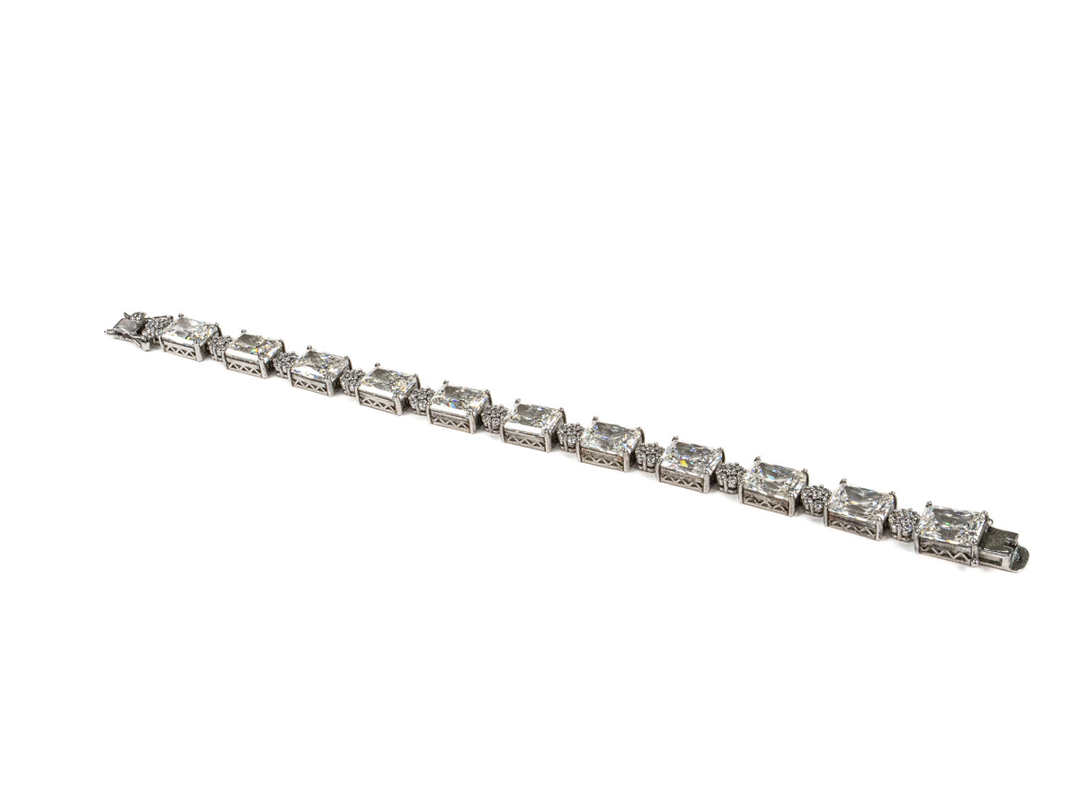Bratara din Argint 925 - cu Moissanite - Fixa - 190mm x 6mm - Incolor