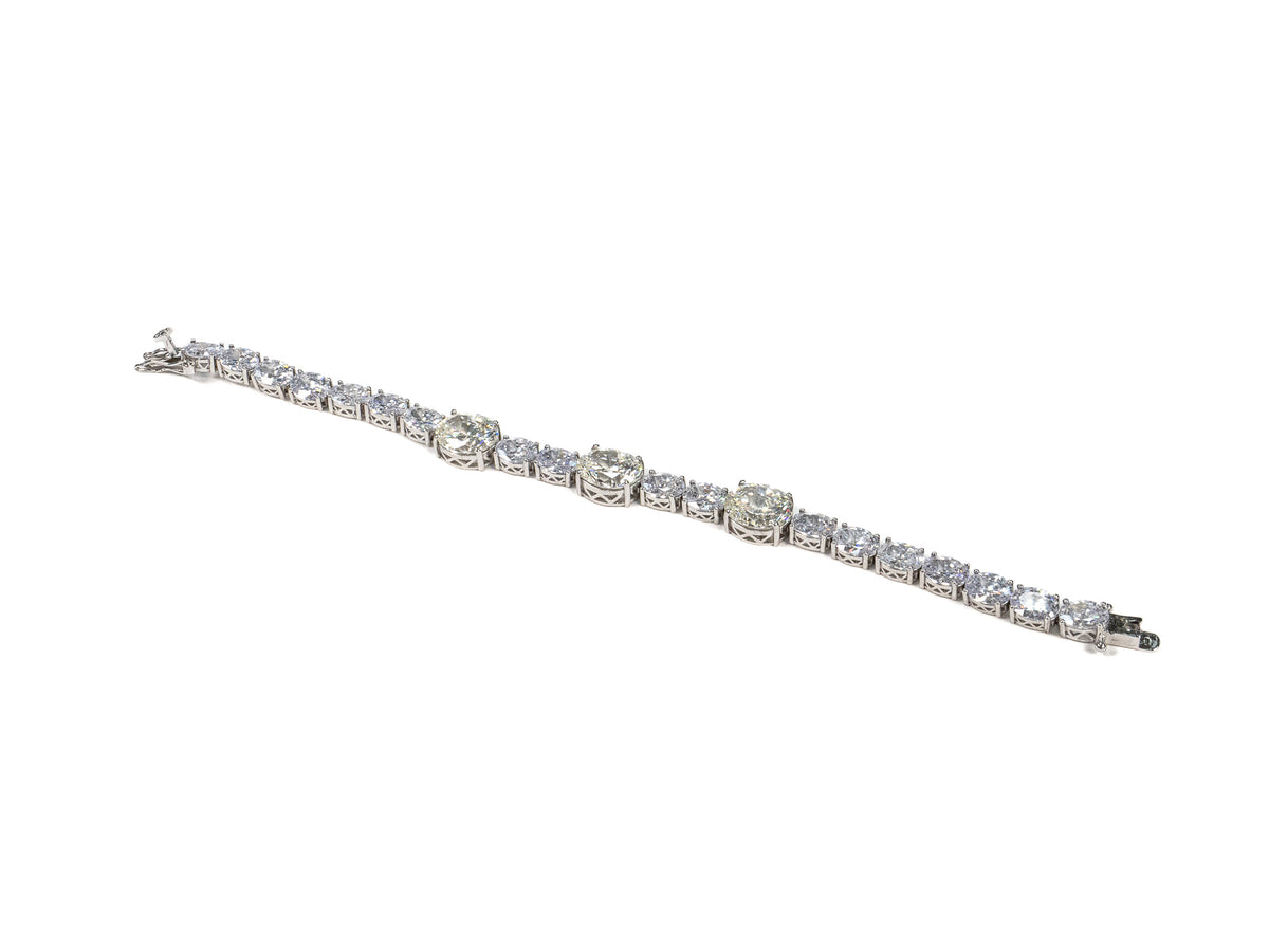 Bratara din Argint 925 - cu Moissanite - Fixa - 200mm x 10mm - Incolor