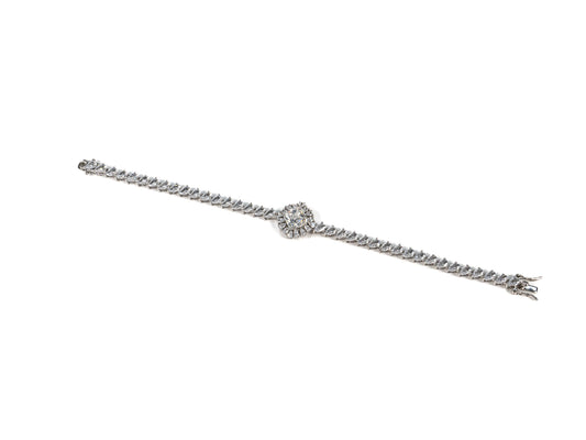 Bratara din Argint 925 - cu Moissanite - Fixa - 190mm x 5mm - Incolor