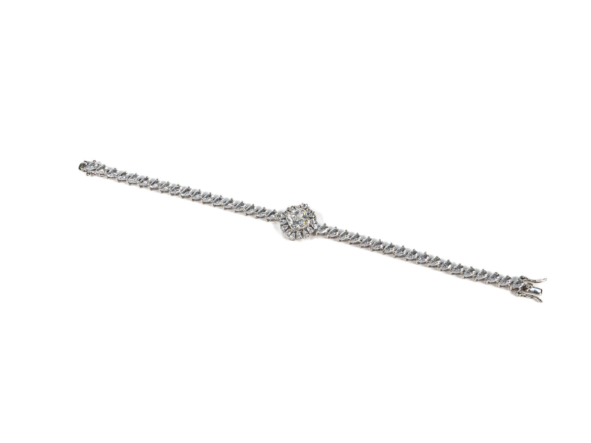 Bratara din Argint 925 - cu Moissanite - Fixa - 190mm x 5mm - Incolor