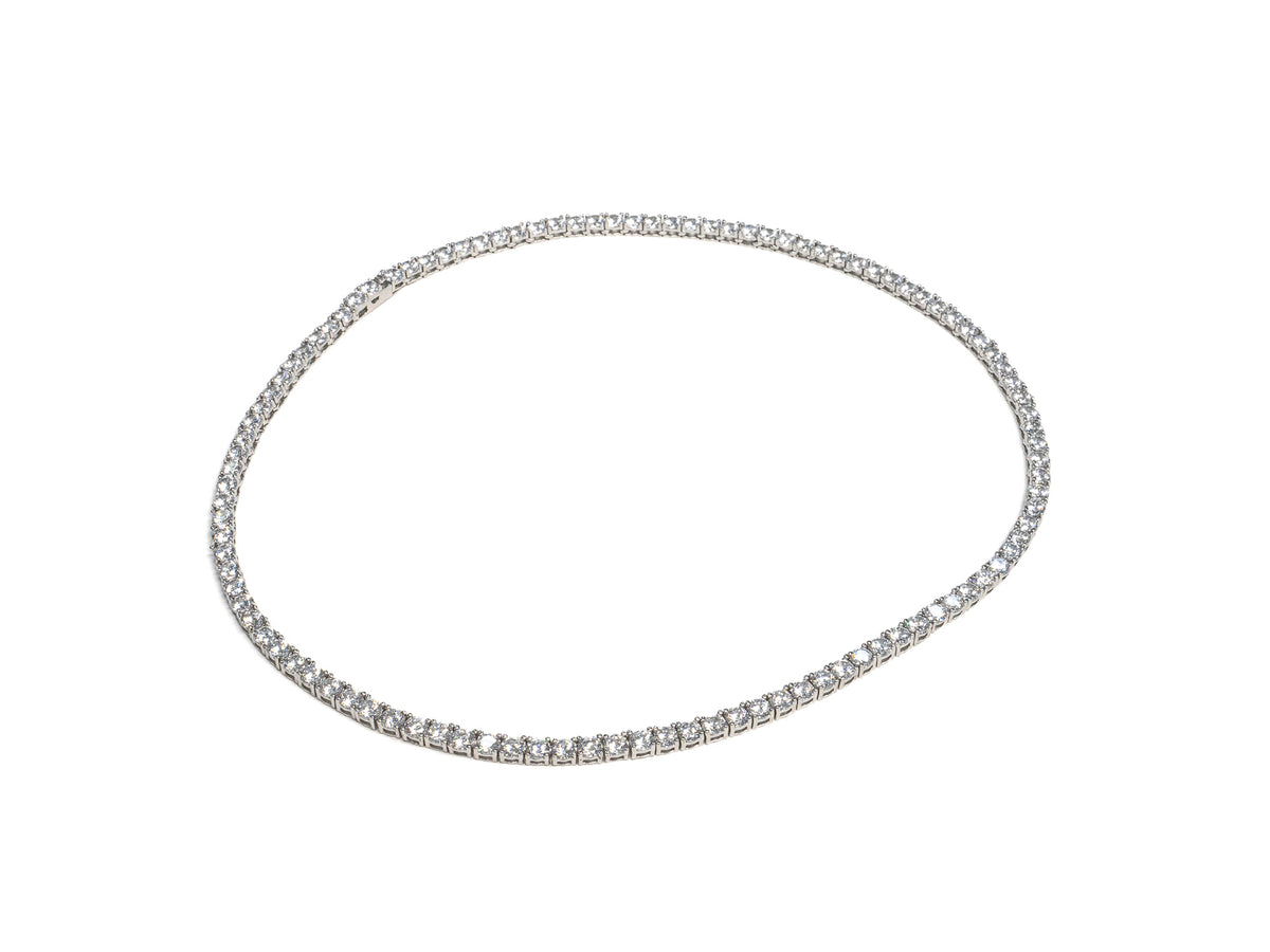 Lantisor din Argint 925 - cu Zirconia - Fixa - 450mm x 5mm - Incolor