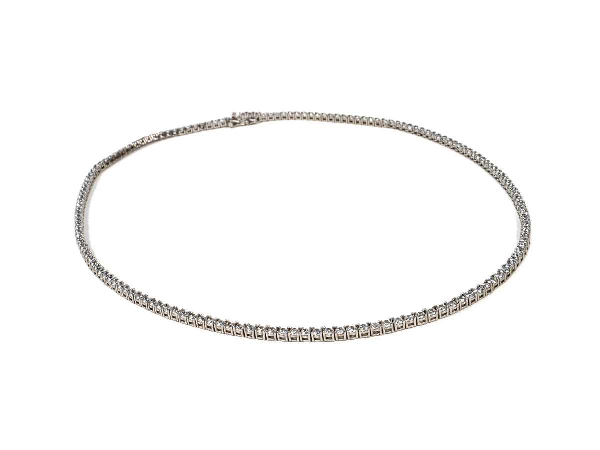 Lantisor din Argint 925 - cu Zirconia - Fixa - 450mm x 4mm - Incolor