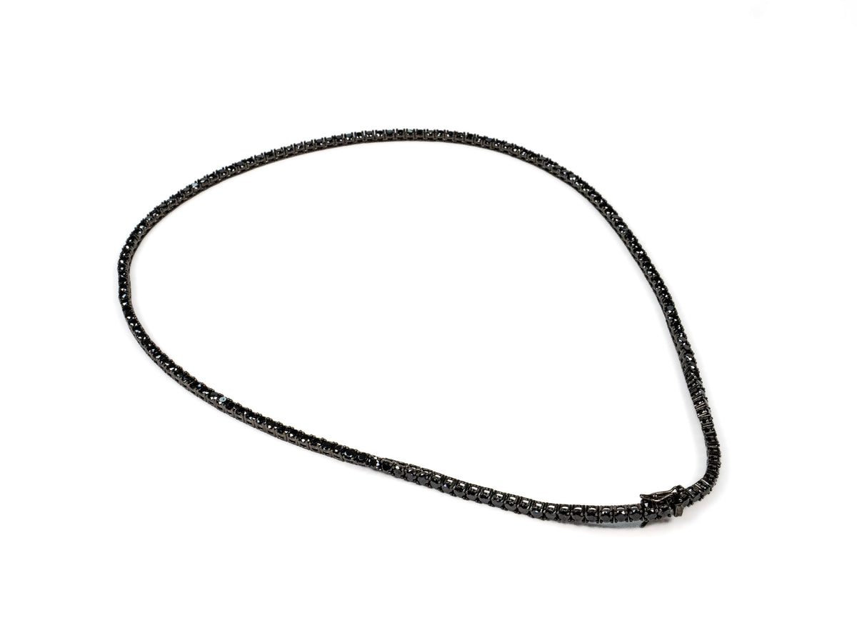 Lantisor din Argint 925 - cu Zirconia - Fixa - 500mm x 3mm - Negru