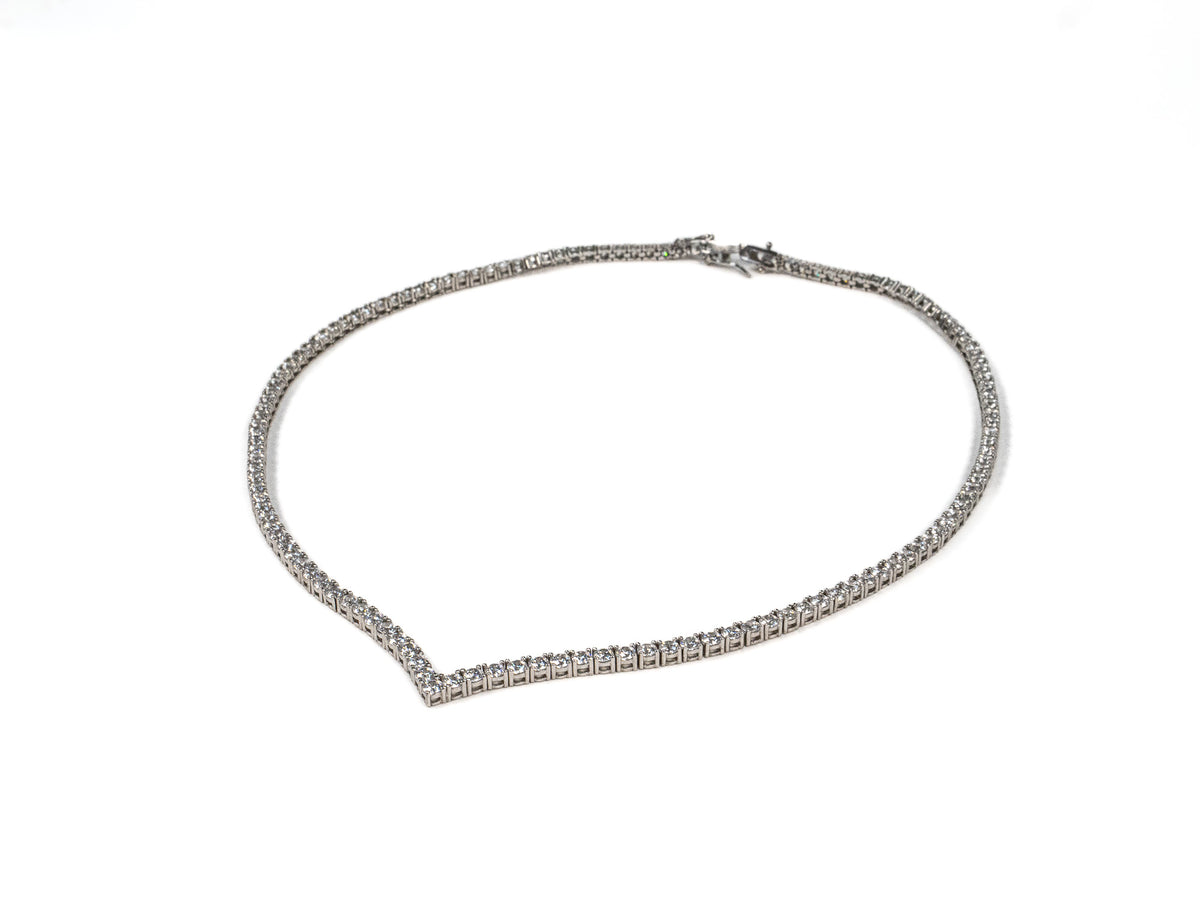 Lantisor din Argint 925 - cu Zirconia - Fixa - 400mm x 3mm - Incolor #1