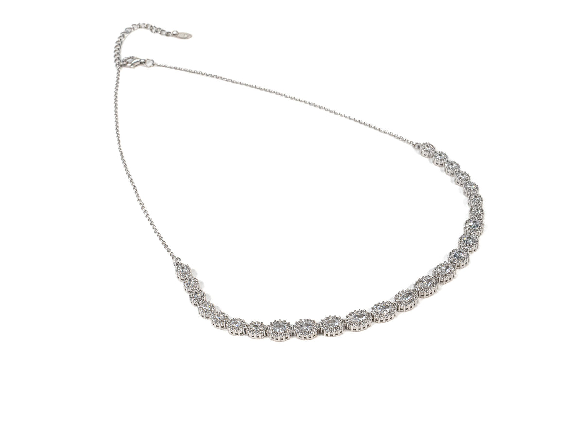Lantisor din Argint 925 - cu Zirconia - Reglabila - 400mm x 5mm - Incolor #1