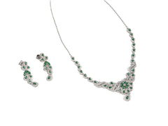 Set Bijuterii din Argint 925 - Cercei, Lant - Zirconia - Verde