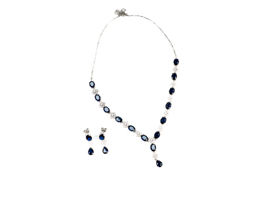 Set Bijuterii din Argint 925 - Cercei, Lant - Zirconia - Argintiu