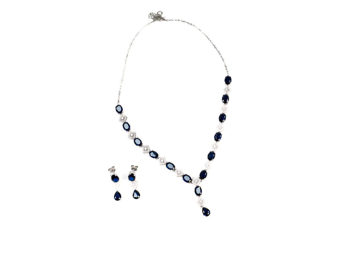 Set Bijuterii din Argint 925 - Cercei, Lant - Zirconia - Argintiu