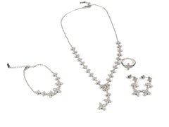 Set Bijuterii din Argint 925 - Cercei, Inel, Lant, Bratara - Zirconia - Marime 7.5 - Argintiu #1