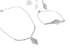 Set Bijuterii din Argint 925 - Cercei, Lant, Inel, Bratara - Zirconia - Marime 7 - Argintiu