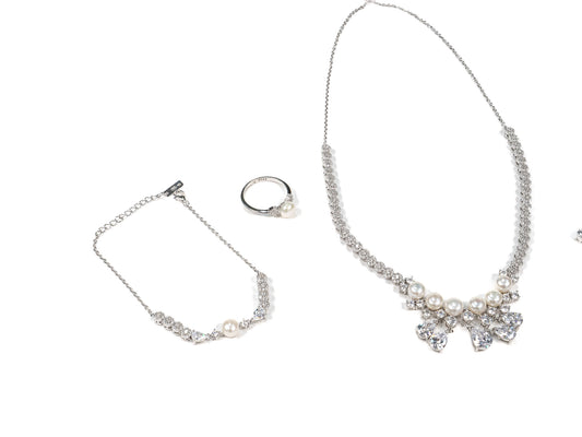 Set Bijuterii din Argint 925 - Cercei, Inel, Lant, Bratara - Zirconia - Marime 7.5 - Argintiu #2