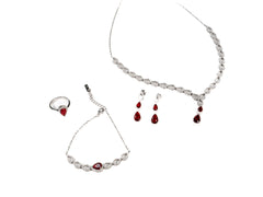 Set Bijuterii din Argint 925 - Cercei, Inel, Lant, Bratara - Zirconia - Marime 6 - Argintiu #2