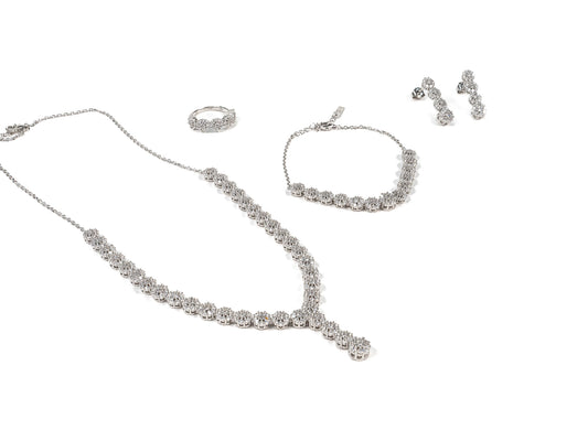 Set Bijuterii din Argint 925 - Cercei, Inel, Lant, Bratara - Zirconia - Marime 6 - Argintiu #3