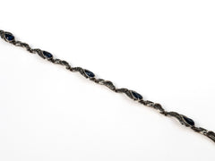 Bratara din Argint 925 - cu Marcasite - Fixa - 200mm x 5mm - Albastru #1