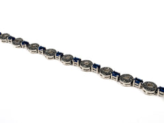 Bratara din Argint 925 - cu Marcasite - Fixa - 200mm x 10mm - Albastru