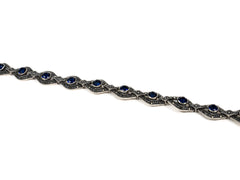 Bratara din Argint 925 - cu Marcasite - Fixa - 170mm x 10mm - Albastru #1